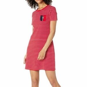 Tommy Hilfiger Sailaway Red/White Striped Cotton Casual T-Shirt Dress